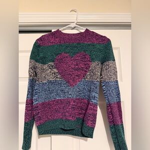 LOFT Multicolor Heart Pattern Sweater